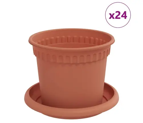 Augu Podi 24 Pcs Ķieģeļu Sarkans Ø 12,5 X 10 Cm Plastmasa Vidaxl