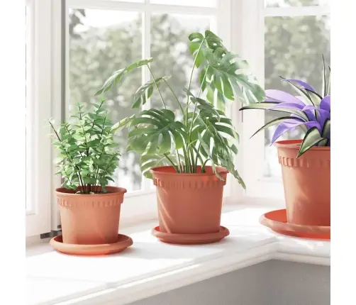 Augu Podi 24 Pcs Ķieģeļu Sarkans Ø 15 X 12 Cm Plastmasa Vidaxl