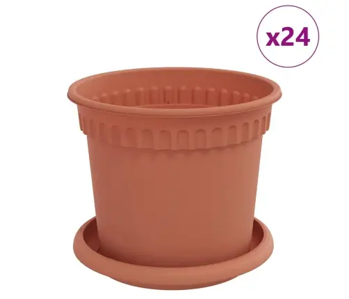 Augu Podi 24 Pcs Ķieģeļu Sarkans Ø 15 X 12 Cm Plastmasa Vidaxl