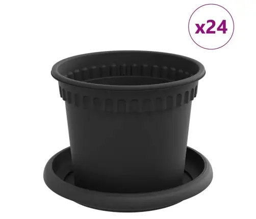 Taimepotid 24 Pcs Must Ø 12,5 X 10 Cm Plastmass