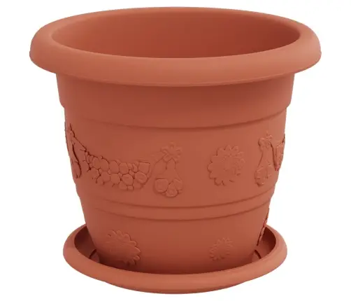 Augalų Vazonai 6 Pcs Raudona Plyta Ø 26 X 21.5 Cm Plastmasė