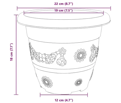 Augalų Vazonai 6 Pcs Raudona Plyta Ø 26 X 21.5 Cm Plastmasė