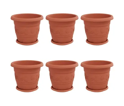 Augu Podi 6 Pcs Ķieģeļu Sarkans Ø 26 X 21.5 Cm Plastmasa Vidaxl