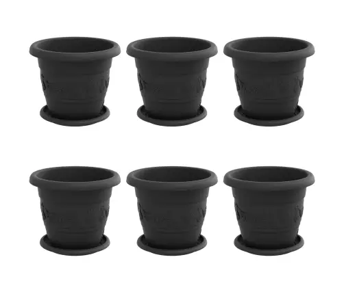 Augu Podi 6 Pcs Melna Ø 26 X 21.5 Cm Plastmasa Vidaxl