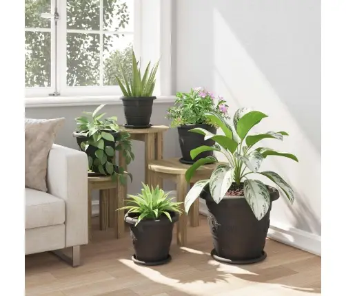 Taimepotid 6 Pcs Must Ø 26 X 21.5 Cm Plastmass