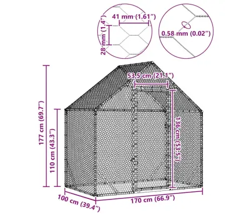 Vistu Būris Sudraba 400X170X177Cm Cinkots Tērauds Vidaxl