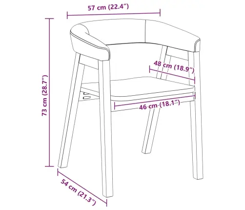 Söögitoa Toolid 2 Pcs Valge 54 X 57 X 73 Cm Tugev Kummipuust
