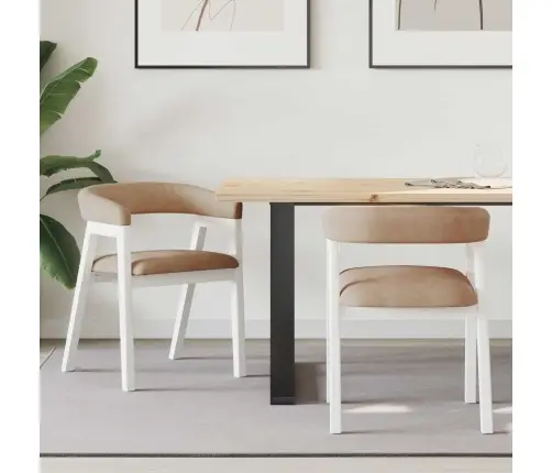 Söögitoa Toolid 2 Pcs Valge 54 X 57 X 73 Cm Tugev Kummipuust