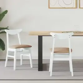 Ēdamkrēsli 2 Pcs Balts 42 X 47.5 X 81 Cm Ciets Gumijas Koks Vidaxl