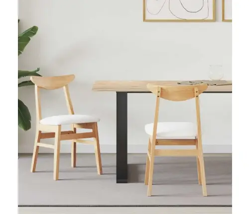 Ēdamkrēsli 2 Pcs Dabiska 42 X 47.5 X 81 Cm Ciets Gumijas Koks Vidaxl