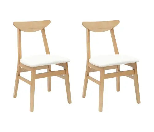 Ēdamkrēsli 2 Pcs Dabiska 42 X 47.5 X 81 Cm Ciets Gumijas Koks Vidaxl