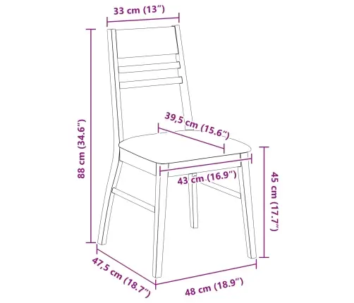 Valgomojo Kėdės 2 Pcs Šviesiai Rudas 43 X 54 X 89 Cm