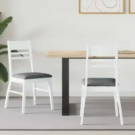 Ēdamkrēsli 2 Pcs Balts 43 X 54 X 89 Cm Ciets Gumijas Koks Vidaxl