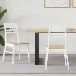 Ēdamkrēsli 2 Pcs Balts 43 X 54 X 89 Cm Ciets Gumijas Koks Vidaxl