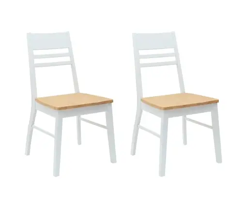 Ēdamkrēsli 2 Pcs Balts 43 X 54 X 89 Cm Ciets Gumijas Koks Vidaxl