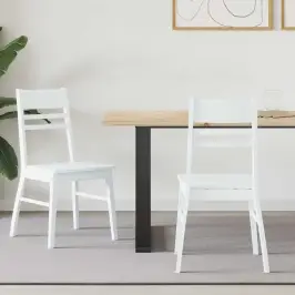 Ēdamkrēsli 2 Pcs Balts 43 X 54 X 89 Cm Ciets Gumijas Koks Vidaxl