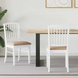 Ēdamkrēsli 2 Pcs Balts 50 X 52,5 X 91 Cm Ciets Gumijas Koks Vidaxl