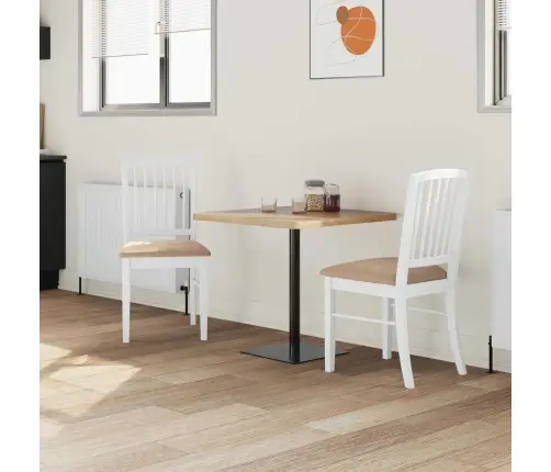 Ēdamkrēsli 2 Pcs Balts 50 X 52,5 X 91 Cm Ciets Gumijas Koks Vidaxl
