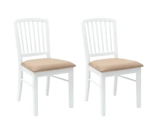Ēdamkrēsli 2 Pcs Balts 50 X 52,5 X 91 Cm Ciets Gumijas Koks Vidaxl