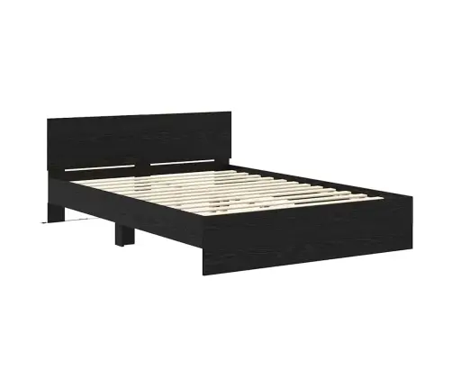 Gultas Rāmis Melns Ozolkoks 135 X 190 Cm Inženierijas Koks Vidaxl