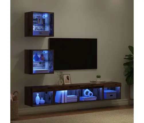 Tv Sienas Komplekti Ar Led 5 Pcs Vecs Koks 100 X 30 X 30 Cm