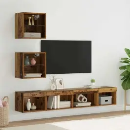 Televizorių Sieniniai Baldai Su Led Su Led 5 Pcs Sena Mediena