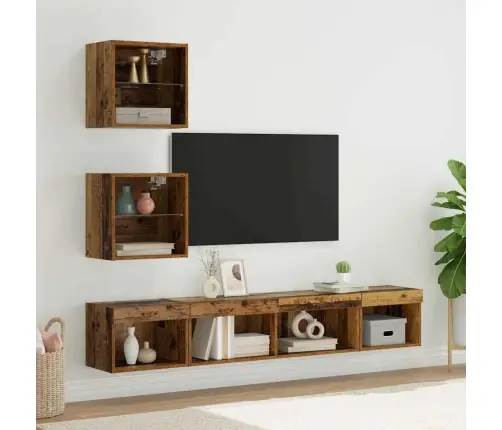 Tv Sienas Komplekti Ar Led 5 Pcs Vecs Koks 100 X 30 X 30 Cm