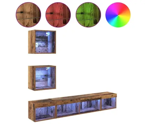 Tv Sienas Komplekti Ar Led 5 Pcs Vecs Koks 100 X 30 X 30 Cm