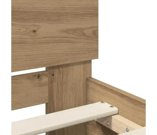 Voodi Raam Led -Ribatuledega Käsitööpuu 120 X 200 Cm Tehispuit