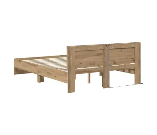 Voodi Raam Led -Ribatuledega Käsitööpuu 120 X 200 Cm Tehispuit