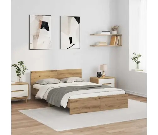 Gultas Rāmis Artisānā Ozols 120 X 190 Cm Inženierijas Koks Vidaxl