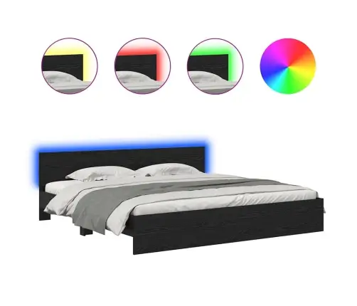 Gultas Rāmis Melns Ozolkoks 180 X 200 Cm Inženierijas Koks Vidaxl