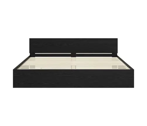 Gultas Rāmis Melns Ozolkoks 200 X 200 Cm Inženierijas Koks Vidaxl