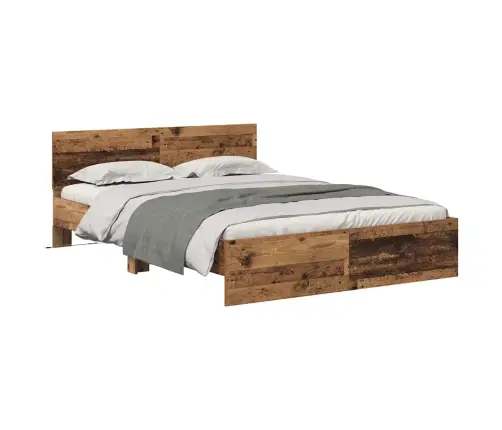 Gultas Rāmis Vecs Koks 150 X 200 Cm Inženierijas Koks Vidaxl