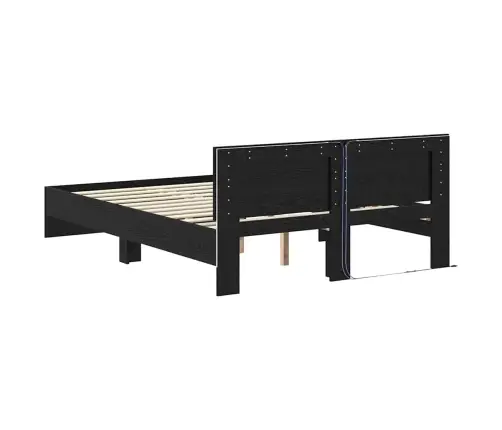 Voodi Raam Led -Ribatuledega Must Tamm 150 X 200 Cm Tehispuit