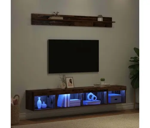 Tv Seinakapikomplekt With Led String Lights 5 Pcs Vana Puit Tehispuit