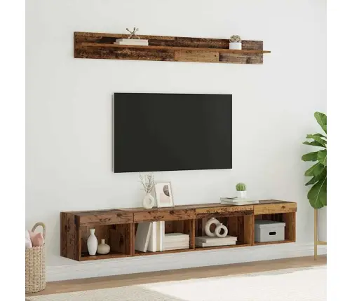 Tv Seinakapikomplekt With Led String Lights 5 Pcs Vana Puit Tehispuit