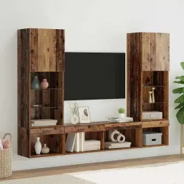 Tv Sienas Komplekti Ar Led 5 Pcs Vecs Koks 40,5 X 30 X 102 Cm