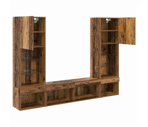 Tv Sienas Komplekti Ar Led 5 Pcs Vecs Koks 40,5 X 30 X 102 Cm