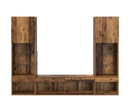 Tv Seinakapid Koos Led-Iga Lediga 5 Pcs Vana Puit Tehispuit