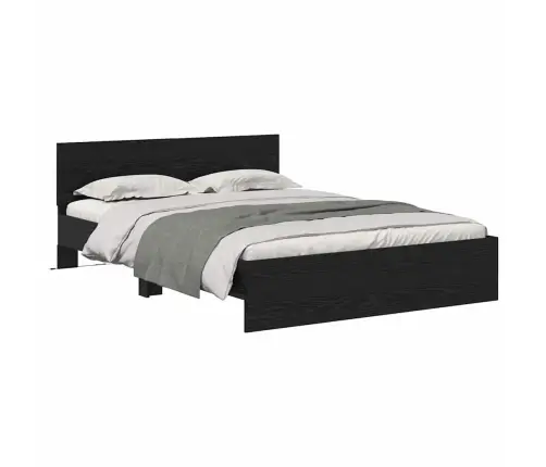 Gultas Rāmis Melns Ozolkoks 160 X 200 Cm Inženierijas Koks Vidaxl