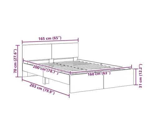 Gultas Rāmis Melns Ozolkoks 160 X 200 Cm Inženierijas Koks Vidaxl
