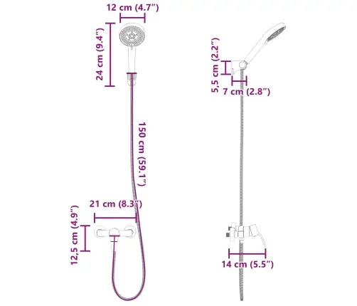 Dušipea Komplekt Must G 1 / 2 Tolli Messing