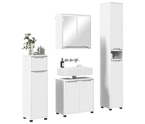 Vannas Istabas Mēbeļu Komplekts 4 Pcs Balts Inženierijas Koks Vidaxl