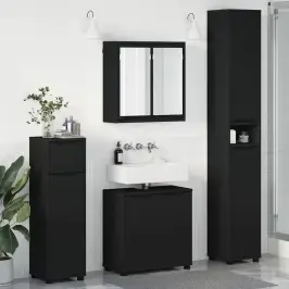 Vannas Istabas Mēbeļu Komplekts 4 Pcs Melna Inženierijas Koks Vidaxl Vannas Istabas Mēbeļu Komplekts 4 Pcs Melna Inženierijas Koks Vidaxl