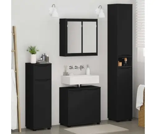 Vannas Istabas Mēbeļu Komplekts 4 Pcs Melna Inženierijas Koks Vidaxl