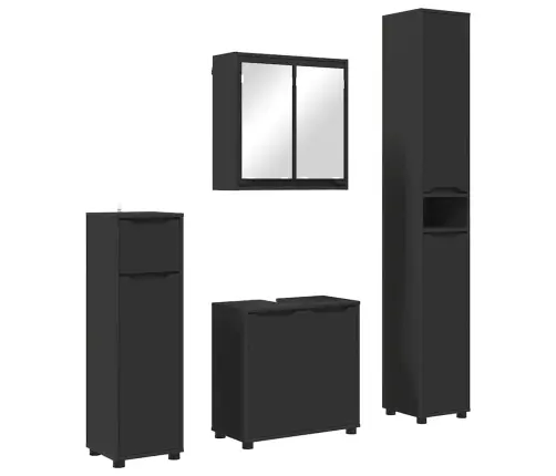 Vannas Istabas Mēbeļu Komplekts 4 Pcs Melna Inženierijas Koks Vidaxl