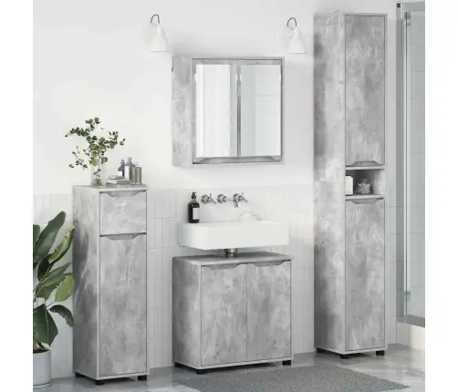 Vannas Istabas Mēbeļu Komplekts Ar Plauktu 4 Pcs Betona Pelēks Vidaxl