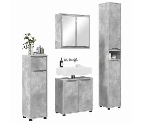 Vannas Istabas Mēbeļu Komplekts Ar Plauktu 4 Pcs Betona Pelēks Vidaxl