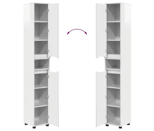 Vannitoa Mööbleset Rattaga 4 Pcs Kergelt Läikiv Valge Tehispuit